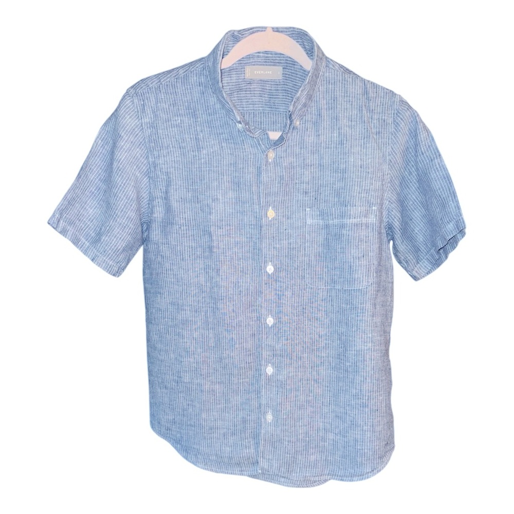 Everlane Men's‎ Pinstripe Short Sleeve Button Up Casual Linen Shirt size small